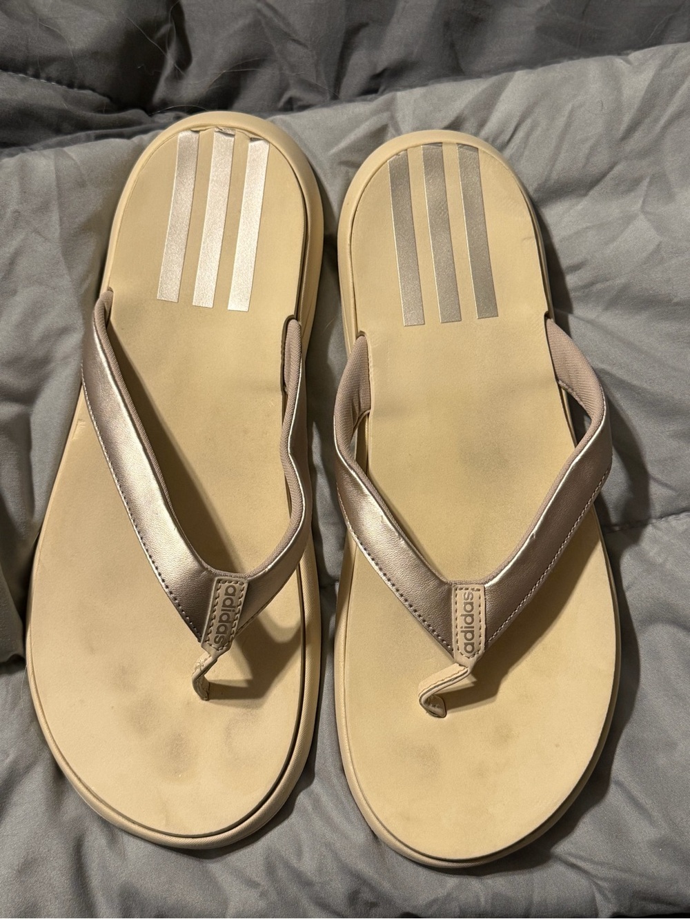 adidas Women’s Beige Tan Flip Flop Sandals - Picture 3 of 3